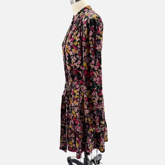 Lauren Ralph Lauren Floral Stretch Jersey Surplice Button Down Long Sleeve Dress - Picture 5 of 12